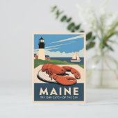 Vintage Travel Mainster Seafood Retro Landschaftli Postkarte (Stehend Vorderseite)