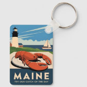Vintage Travel Mainster Seafood Retro Landschaftli Schlüsselanhänger (Rückseite)