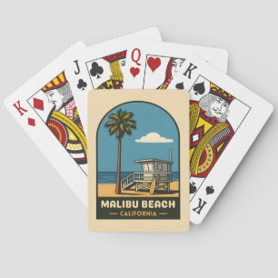 Vintage Travel Malibu Beach California Küste Retro Spielkarten