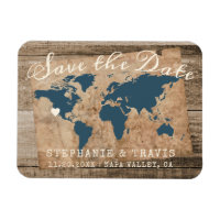 Vintage Travel Map auf Holz Save the Date