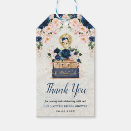 Vintage Travel Map Navy Blush Brautparty Geschenkanhänger