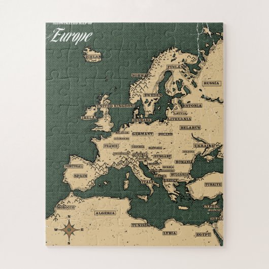 Vintage Travel Map of Europe Puzzle (Vertikal)