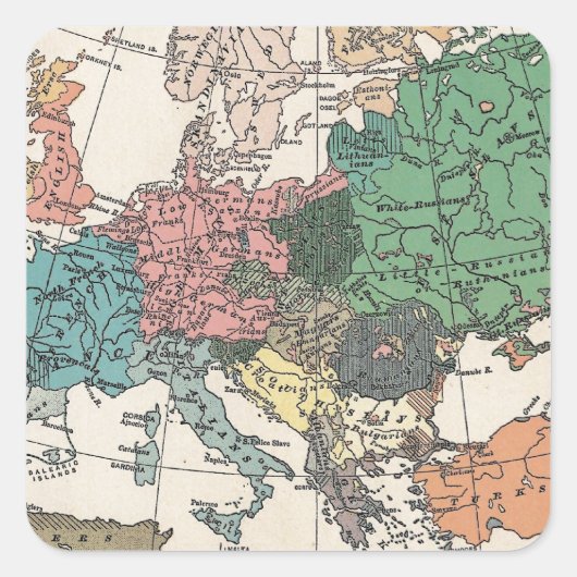 Vintage Travel Map Quadratischer Aufkleber (Vorderseite)