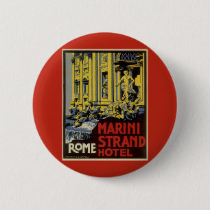 Vintage Travel, Marini Strand Hotel, Rom, Italien Button