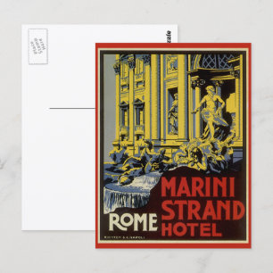 Vintage Travel, Marini Strand Hotel, Rom, Italien Postkarte