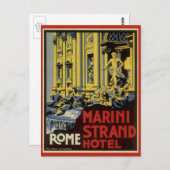 Vintage Travel, Marini Strand Hotel, Rom, Italien Postkarte (Vorne/Hinten)
