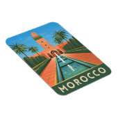 Vintage Travel Marokko Nordafrika Retro Grafik Magnet (Rechte Seite)