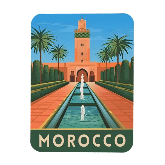 Vintage Travel Marokko Nordafrika Retro Grafik Magnet (Vertikal)