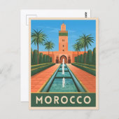 Vintage Travel Marokko Nordafrika Retro Grafik Postkarte (Vorne/Hinten)
