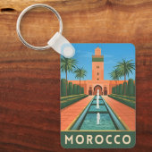 Vintage Travel Marokko Nordafrika Retro Grafik Schlüsselanhänger (Vorderseite)