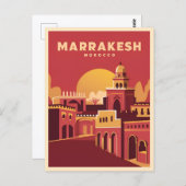 Vintage Travel Marrakesch Marokko Retro Landschaft Postkarte (Vorne/Hinten)