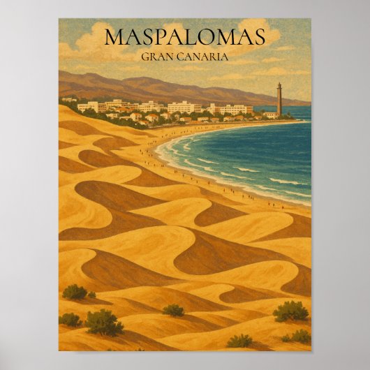 Vintage Travel Maspalomas, Gran Canaria Dunes Poster (Vorne)
