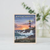 Vintage Travel Massachusetts Seaside Retro Scenic Postkarte (Stehend Vorderseite)