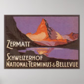 Vintage Travel, Matterhorn Berg in der Schweiz Poster (Vorne)