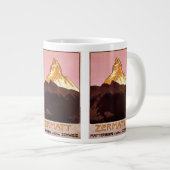 Vintage Travel, Matterhorn Mountain, Schweiz Jumbo-Tasse (Vorderseite Rechts)