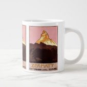 Vintage Travel, Matterhorn Mountain, Schweiz Jumbo-Tasse (Rechts)