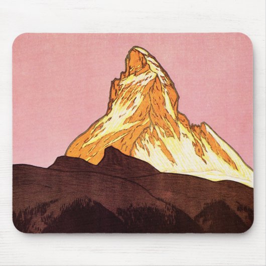 Vintage Travel, Matterhorn Mountain, Schweiz Mousepad (Vorne)