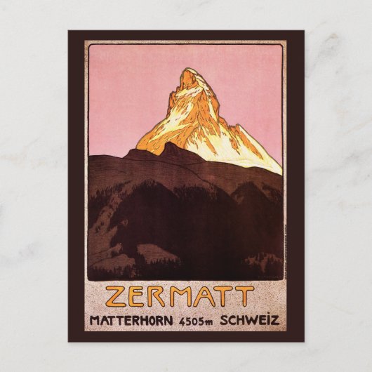 Vintage Travel, Matterhorn Mountain, Switzerland Postkarte (Vorderseite)