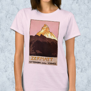 Vintage Travel, Matterhorn Mountain, Switzerland T-Shirt