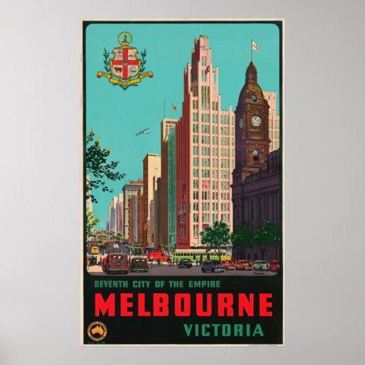 Vintage Travel - Melbourne - Australien Poster (Vorne)