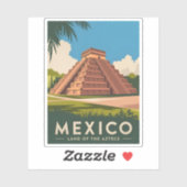 Vintage Travel Mexico Aztec Pyramid Retro Graphic Aufkleber (Blatt)
