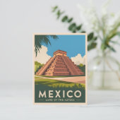 Vintage Travel Mexico Aztec Pyramid Retro Graphic Postkarte (Stehend Vorderseite)