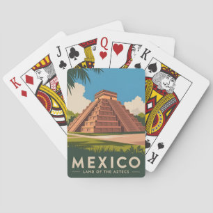 Vintage Travel Mexico Aztec Pyramid Retro Graphic Spielkarten