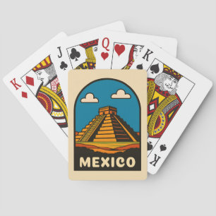 Vintage Travel Mexico Azteke Pyramid Retro Landsch Spielkarten