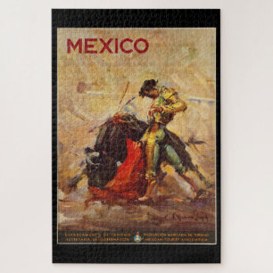 Vintage Travel Mexico Bull Fighting Matador Puzzle