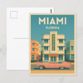 Vintage Travel Miami Art Deco District Postkarte (Vorne/Hinten)