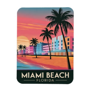 Vintage Travel Miami Beach Florida Sunset Seaside Magnet