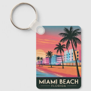 Vintage Travel Miami Beach Florida Sunset Seaside Schlüsselanhänger