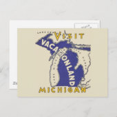 Vintage Travel - Michigan Vacationland Postkarte (Vorne/Hinten)