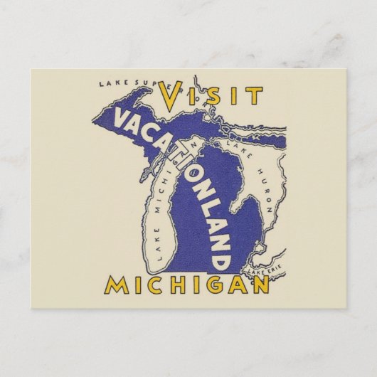 Vintage Travel - Michigan Vacationland Postkarte (Vorderseite)