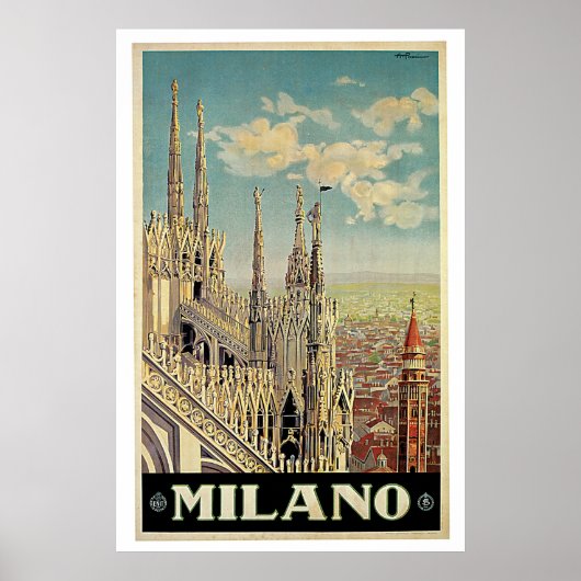Vintage Travel Milano Italien Poster (Vorne)