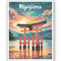 Vintage Travel Miyajima Island Japan Retro Sunset