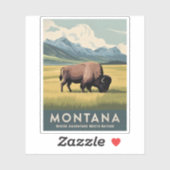 Vintage Travel Montana Bison Wildlife Landschaftli Aufkleber (Blatt)