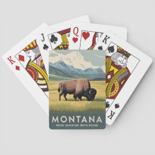 Vintage Travel Montana Bison Wildlife Landschaftli Spielkarten