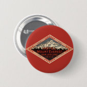 Vintage Travel, Mount Everest, Darjeeling Indien Button (Vorne & Hinten)