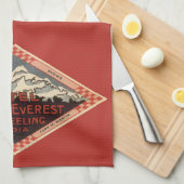 Vintage Travel, Mount Everest, Darjeeling Indien Geschirrtuch (Viertel Falte)