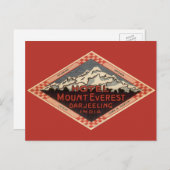 Vintage Travel, Mount Everest, Darjeeling Indien Postkarte (Vorne/Hinten)