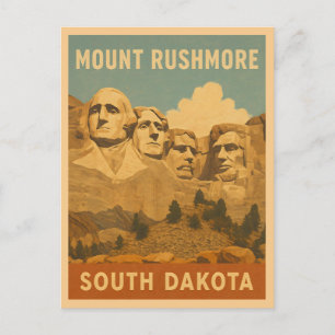 Vintage Travel Mount Rushmore Süd Dakota Postkarte