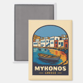 Vintage Travel Mykonos Griechenland Insel Retro Magnet (Vorderseite/Rückseite)