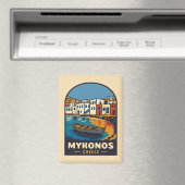 Vintage Travel Mykonos Griechenland Insel Retro Magnet (In Situ (Geschirrspüler))