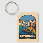 Vintage Travel Mykonos Griechenland Insel Retro Schlüsselanhänger (Vorderseite)