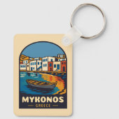 Vintage Travel Mykonos Griechenland Insel Retro Schlüsselanhänger (Rückseite)