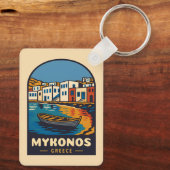 Vintage Travel Mykonos Griechenland Insel Retro Schlüsselanhänger (Rückseite)