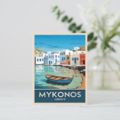 Vintage Travel Mykonos Griechenland Küstenlandscha Postkarte (Stehend Vorderseite)