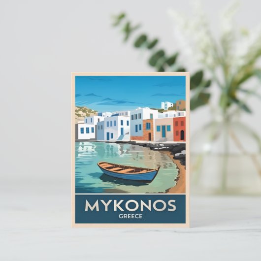 Vintage Travel Mykonos Griechenland Küstenlandscha Postkarte (Stehend Vorderseite)