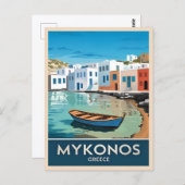 Vintage Travel Mykonos Griechenland Küstenlandscha Postkarte (Vorne/Hinten)